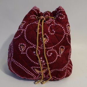 Womens AC Canova Burgundy Brown Pink Drawstring Backpack Handbag *